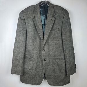 Vtg Ralph Lauren Wool Black Cream Ivy Style Preppy Patch Sport Coat Blazer